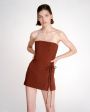 Короткое платье-бюстье, цвет коричневый - миниатюра 5