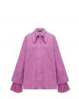Объемная рубашка Pelmo из фактурного хлопка, цвет розовый - миниатюра 1