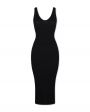 Трикотажное платье миди без рукавов, цвет черный - миниатюра 1
