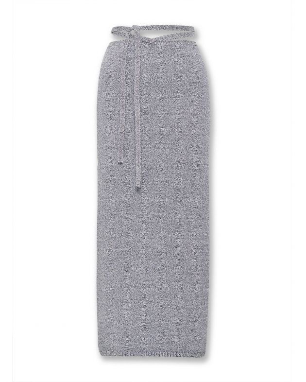 Трикотажная юбка-карандаш Miro с завязками на поясе, цвет светло-серый - изображение 1