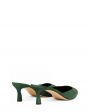 Замшевые мюли на каблуке kitten heel, цвет зеленый - миниатюра 3