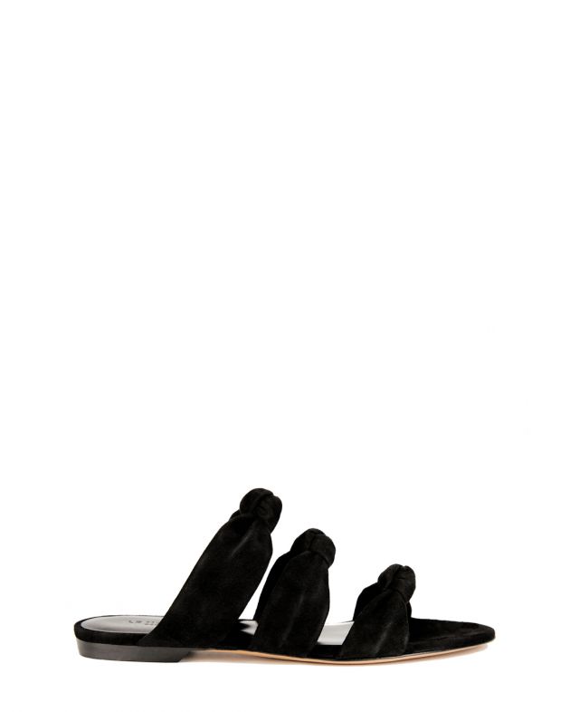 Замшевые сандалии на плоском ходу, цвет черный - изображение 1