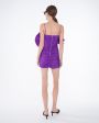 Платье мини со сборками и объемным лифом-цветком, цвет фиолетовый - миниатюра 5