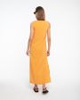 Платье макси Aviv из жатого смесового шелка, цвет оранжевый - миниатюра 4