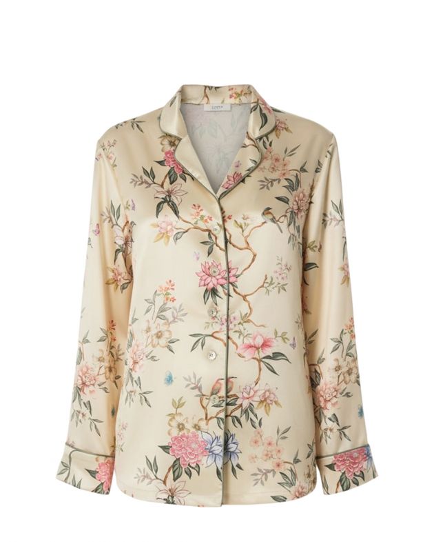 The Ayris Пижамная рубашка Serena, цвет бежевый/зеленый - изображение 1