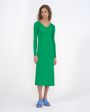 Платье миди в рубчик, цвет зеленый - миниатюра 2
