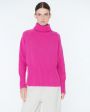 Шерстяной свитер с высоким воротником-стойкой, цвет розовый - миниатюра 2