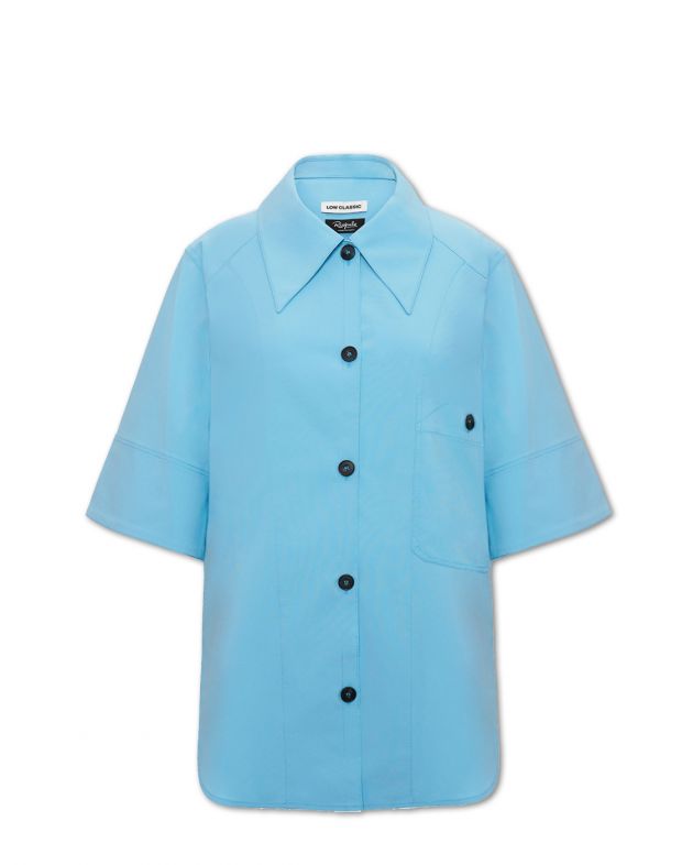 Рубашка оверсайз с коротким рукавом, цвет голубой - изображение 1