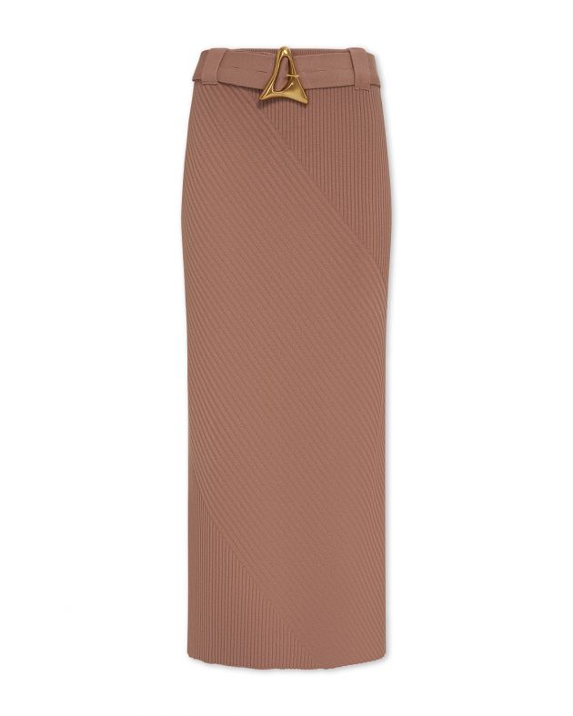 Вязаная юбка Avalon с ремнем, цвет коричневый - изображение 1