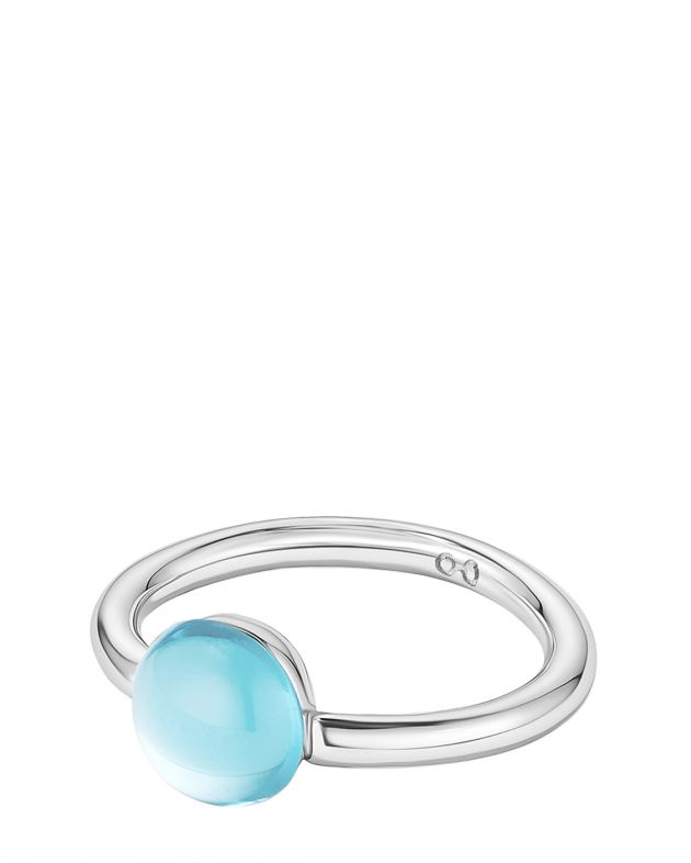 Кольцо с голубым ситаллом, цвет голубой - изображение 1