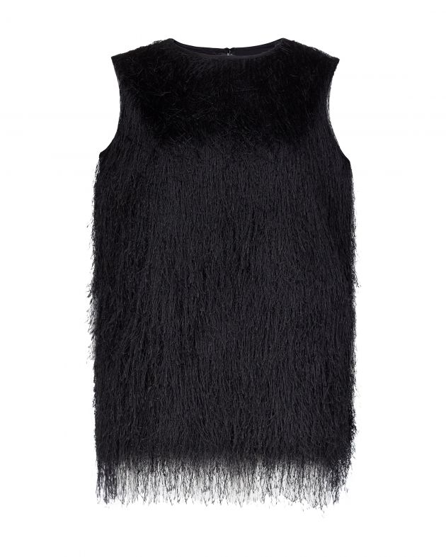 LOULOU DE SAISON Топ с бахромой, цвет черный - изображение 1