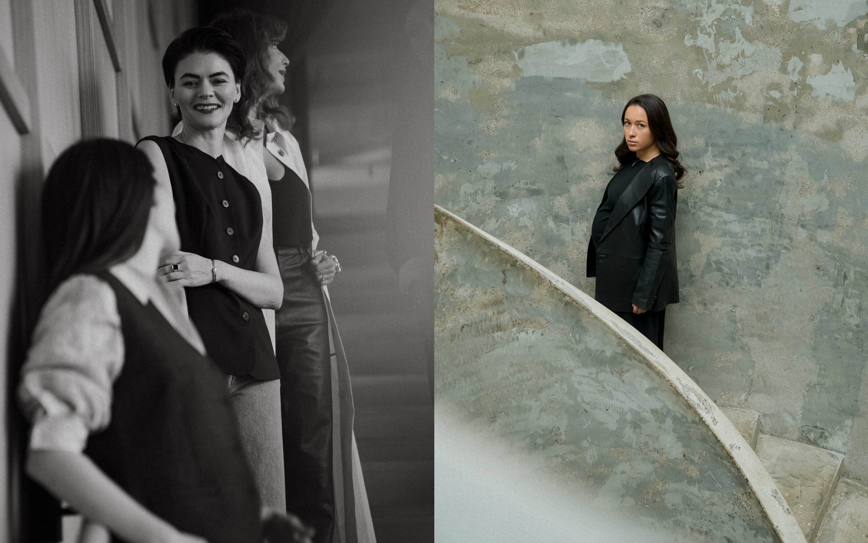 Слева: Анна Васильева. Справа: Маргарита Варданян. На Анне: жилет Posse, джинсы LOULOU DE SAISON. На Маргарите: футболка и жакет LOULOU DE SAISON, брюки Roseanna.