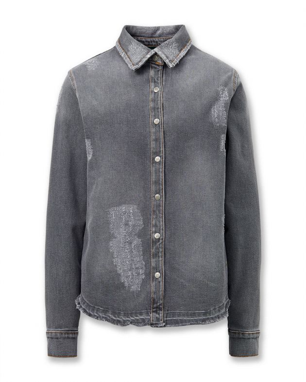 Джинсовая рубашка с эффектом потертости, цвет серый - изображение 1