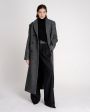 Двубортное пальто из шерсти, цвет темно-серый - миниатюра 3