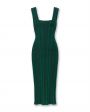 Вязаное платье миди с корсетными линиями, цвет темно-зеленый - миниатюра 1