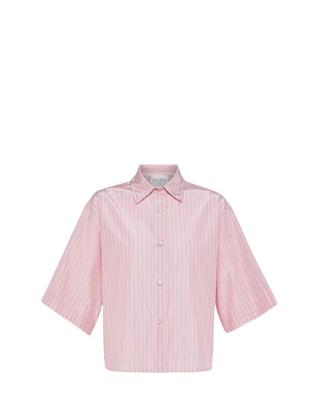 Forte Forte Рубашка в полоску с коротким рукавом, цвет розовый - изображение 1