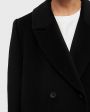 Двубортное пальто из смесовой шерсти, цвет черный - миниатюра 7