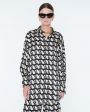 Блуза с геометричным принтом Rance из шелка, цвет черно-белый - миниатюра 3