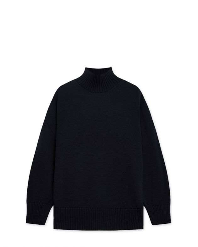 Объемный свитер с горловиной, цвет черный - изображение 1
