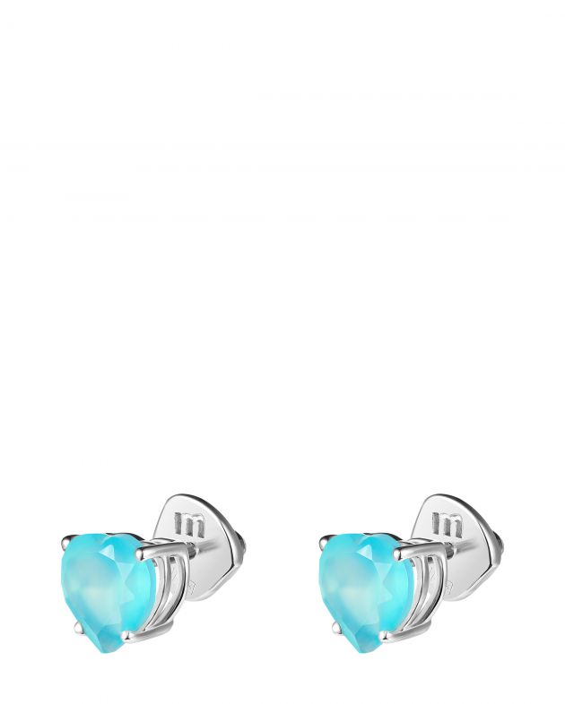 Moonka Пусеты c небесно-голубыми агатами Cartoon Hearts, цвет голубой - изображение 1