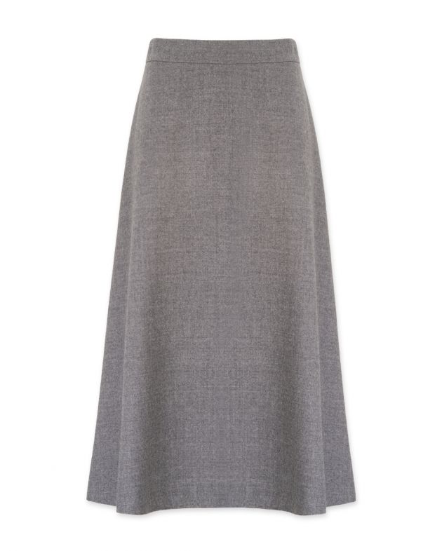 Шерстяная юбка-трапеция, цвет серый - изображение 1