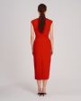 Платье миди без рукавов, цвет красный - миниатюра 4