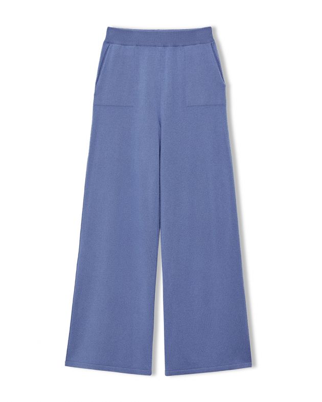Широкие брюки из кашемира, цвет голубой - изображение 1