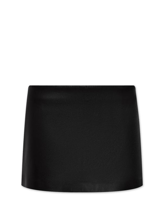 Кожаная юбка мини, цвет черный - изображение 1