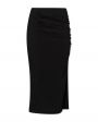 Облегающая юбка миди с разрезом, цвет черный - миниатюра 1