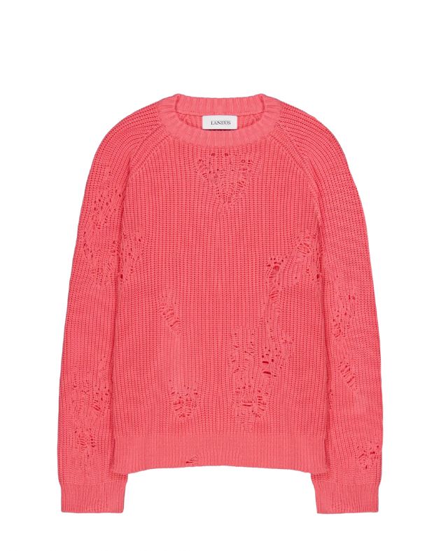 LANEUS Вязаный свитер с потертостями, цвет розовый - изображение 1