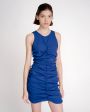 YUZEFI Облегающее платье мини со сборками, цвет синий - миниатюра 6