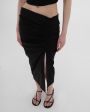 Облегающая юбка миди с разрезом, цвет черный - миниатюра 5