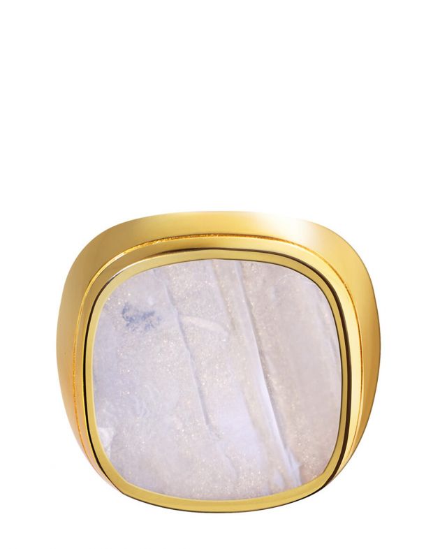 Кольцо-печатка с агатом, цвет сиреневый - изображение 1