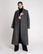Двубортное пальто из шерсти, цвет темно-серый - миниатюра 7