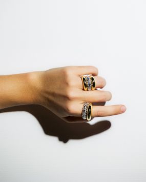 Сет из двух колец Crystal & Big Gold Donut