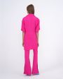 Платье-рубашка из костюмной вискозы, цвет розовый - миниатюра 4