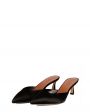 Сатиновые мюли на каблуке kitten heel, цвет черный - миниатюра 2