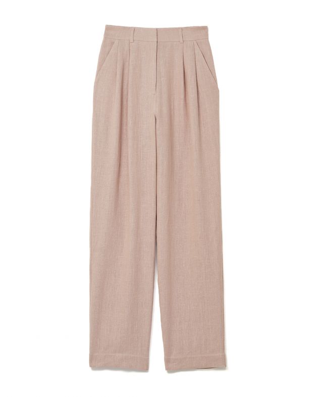 Костюмные брюки изо льна, цвет розовый - изображение 1