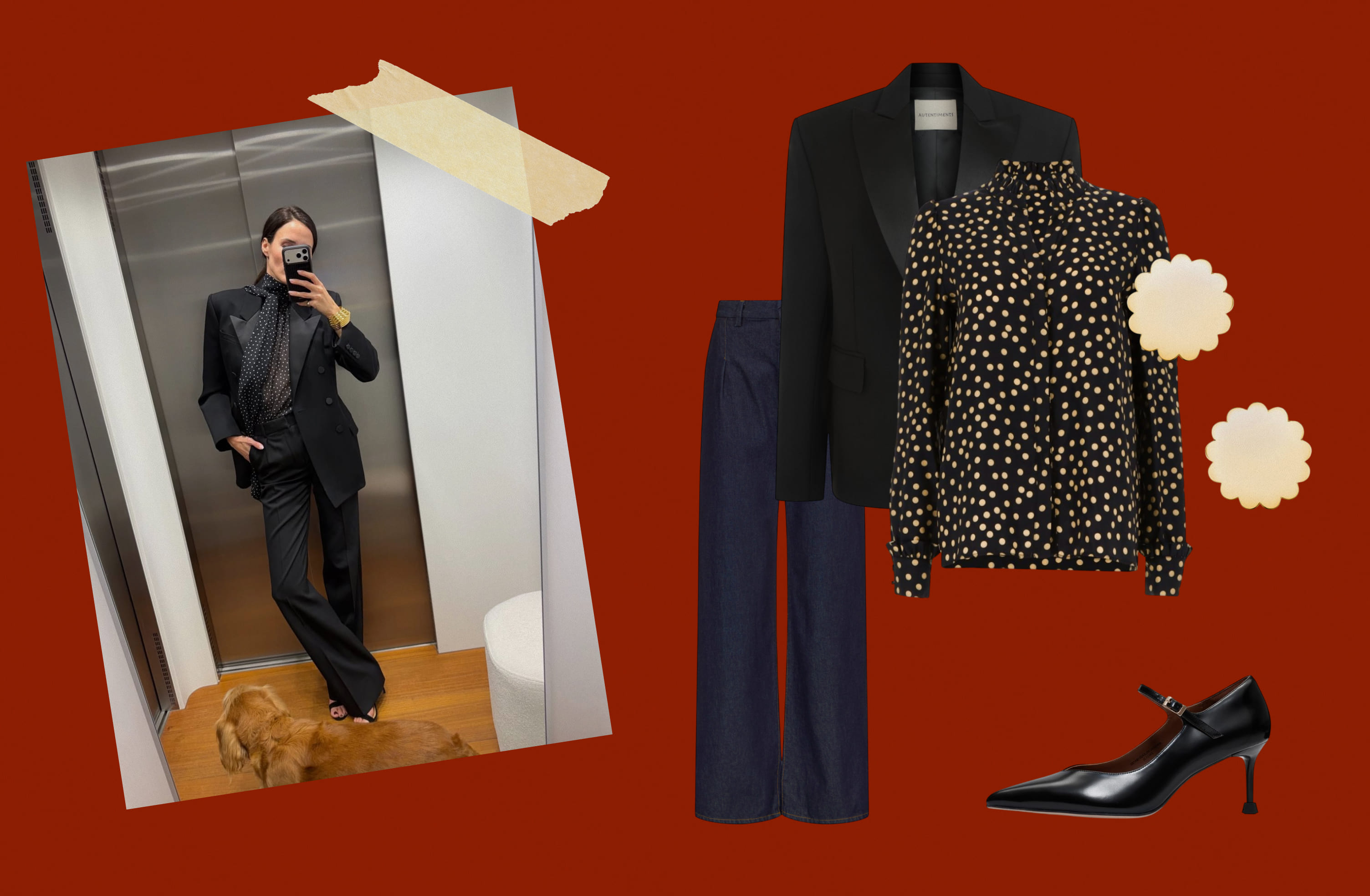 Блуза Weill, джинсы LOULOU DE SAISON, жакет AUTENTIMENTS, туфли SHUSHU/TONG, серьги JOSER.