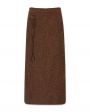Юбка миди из меланжевой шерсти, цвет коричневый - миниатюра 1