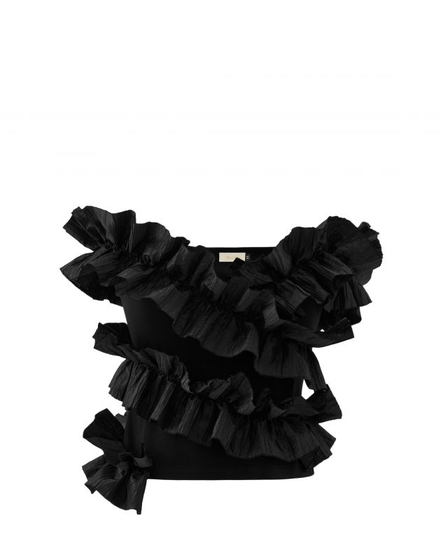 muus Топ с оборками, цвет черный - изображение 1
