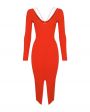 Платье Rivoli в рубчик с V-вырезом, цвет красный - миниатюра 1