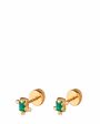 Moonka Золотые пусеты с изумрудами и бриллиантами Tais, цвет зеленый - миниатюра 5