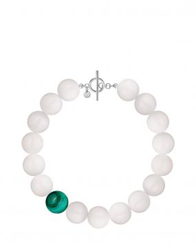 Бусы Cartoon с белыми агатами и малахитом