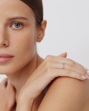 Кольцо из белого золота с топазом и бриллиантами Post Scriptum