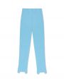 Прямые брюки с фигурными вырезами по низу изделия, цвет голубой - миниатюра 1
