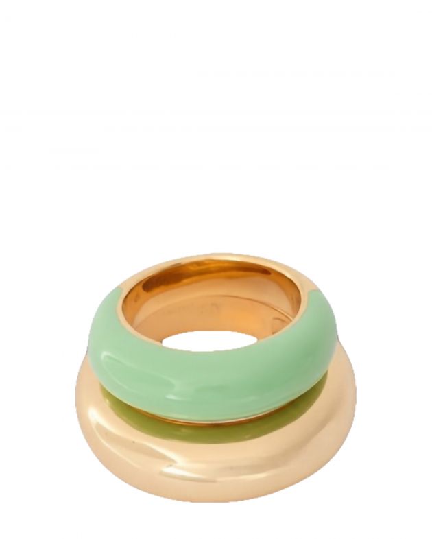 Copine Jewelry Набор из двух колец Green & Gold Donut, цвет разноцветный - изображение 1