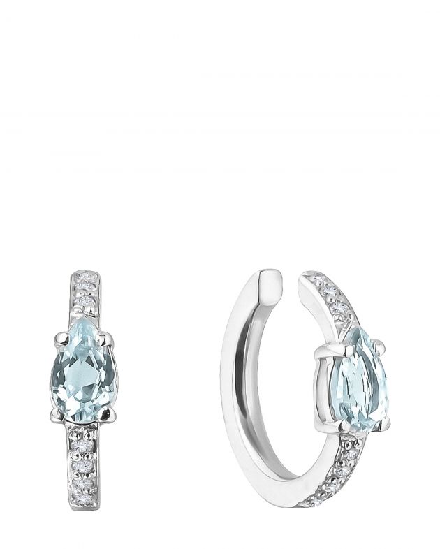 Moonka Кафф с голубым топазом и паве Ear Candy, цвет голубой - изображение 1