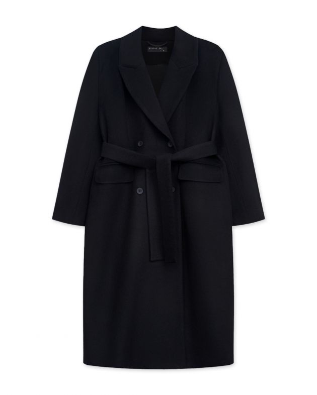 Двубортное пальто, цвет черный - изображение 1