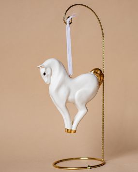 Символ года из фарфора Лошадь, ручная работа, золотой декор